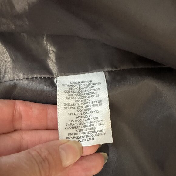 Liz Claiborne Womens Herringbone Jacket Grey Button Front Coat Large Wool Blend - Picture 4 of 8